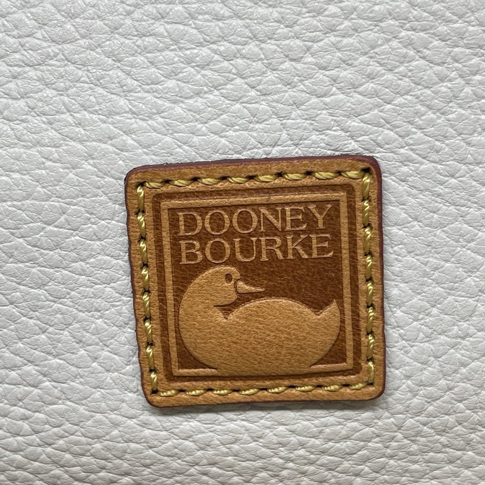 Dooney & Bourke Flap Tab Satchel Pebbled Leather Crossbody Off White & Natural - Picture 5 of 16